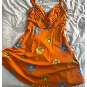 floral sun dress orange